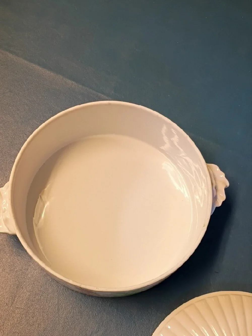 Vintage Shafford White Ceramic Covered Casserole Dish -Herbs & Spice 1970